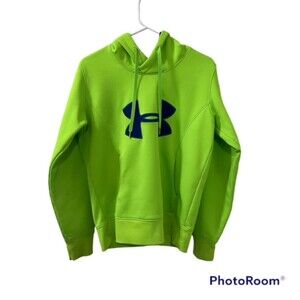 Under Armour Womens M Neon Green ColdGear Fleece Semi Fitted Pullover Hoodie